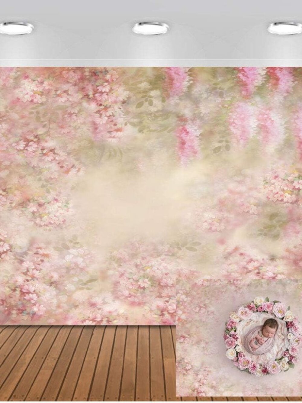 Pink Floral Newborn Photography Backdrop 5x3ft